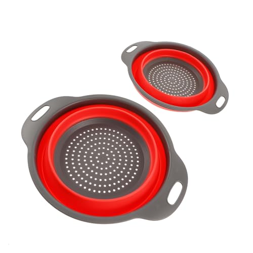 Gatuida 2個 多機能折りたたみ式伸縮シリコンキッチンバスケット 食材洗浄用水切りかご 素材使用 コンパクト収納可能