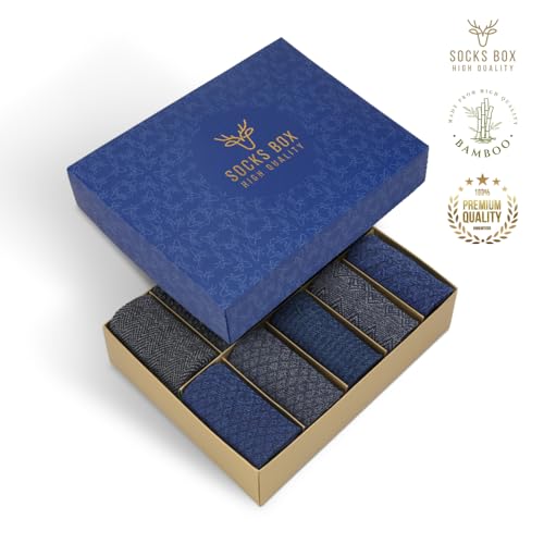 Mens Dress Socks, Premium Bamboo Rayon Socks for Men, Patterned, Elegant Design, 5/10 Pack, Gift Box3