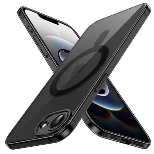 JETech Coque Magnétique Fine pour iPhone 16e 6,1 Pouces 2025 Compatible avec MagSafe, Objectif Caméra Protection Complète, Étui Housse Transparente Protectrice Ultra Mince Légère (Noir)