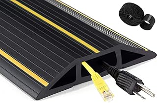 Cable Cover Floor, 6 Ft (1.8 M) Cable Floor Protector 3 Cord Channels, with Fastening Wire OrganizerFlexible Cuttable Wire Hider Kit Ideal for Office, Home, Workshop, Warehouse, Garage