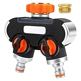 【Einzelauslass einstellbar】 - Das gesamte Wasservolumen kann über die beiden Drehschalter am Zweiwegeverteiler verteilt werden, während das Wasservolumen jedes Auslasses separat eingestellt und gestoppt werden kann. Sie 2-wege-ventil beeinflussen sich während des Gebrauchs nicht gegenseitig. Dieses Design dieser Einzelschaltersteuerung verbessert die Effektivität des Wasserverbrauchs zu Hause.