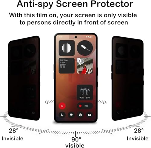 Image of ZARALA Privacy Tempered Glass For Nothing Phone 3A Pro Military-Grade gorilla anti-spy privacy glass,Edge-to-Edge Protector Easy Installation Kit | Anti Spy Protection