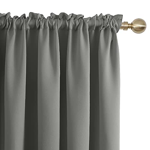 Image of Deconovo Blackout Curtains Set of 2, 8 Feet Long, Black Curtains for Bedroom, Thermal Insulated Window Curtains for Living Room - 52W x 96L Inch,Light Grey Eyelet