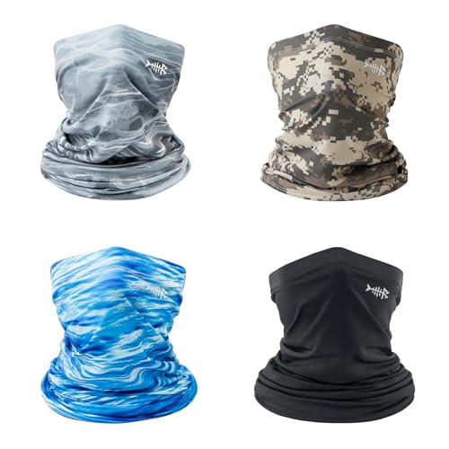 BASSDASH 4 Pack UPF 50+ UV Protection Neck Gaiter Sun Protector for Fishing Hunting Kayaking Hiking Cycling Outdoor