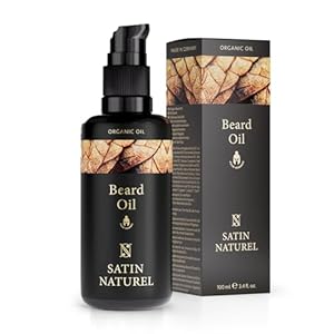 Satin Naturel Beard Oil for Men 100ml – Organic and Vegan Care Product – Pure Argan and Almond Oil with Vitamin E for Beard Growth – Original and Useful Gift for Men Beard Care for Daily Use