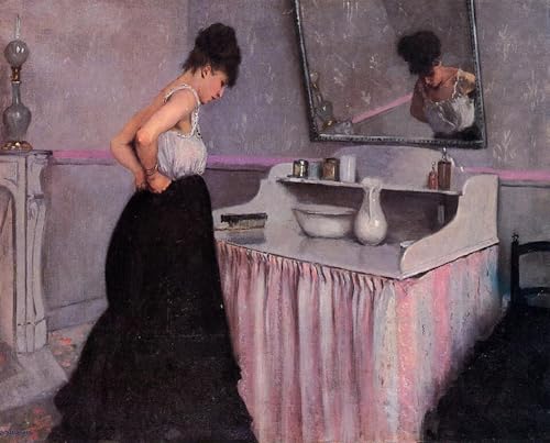 Impression d'art Femme à la coiffeuse Caillebotte tableau sur toile premium 60x90cm