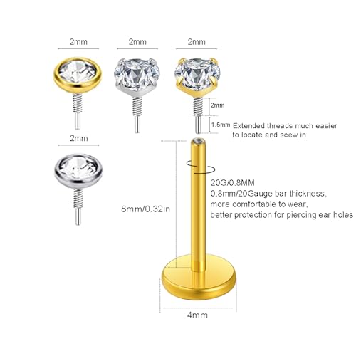 Gnoliew 20G 18G 316L Stainless Steel Labret Monroe Lip Ring Studs Cartilage Helix Tragus Conch Daith Nose Piercing Jewelry2