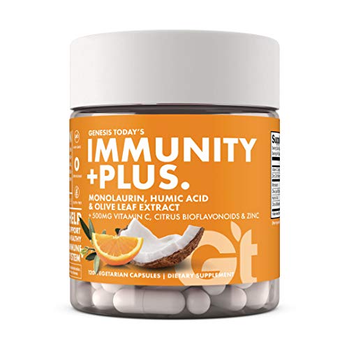 Genesis Today Immunity + Plus, Immune Support Daily Supplement + Essential Vitamins | Monolaurin, Olive Leaf Extract, 30 Day Supply