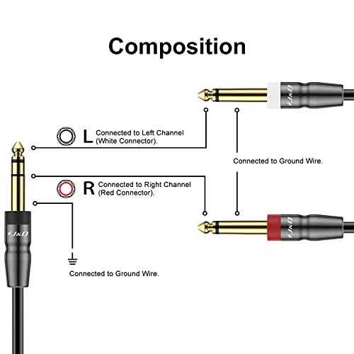 J&D 1/4 Inch TRS to Dual TS Cable - Image 3