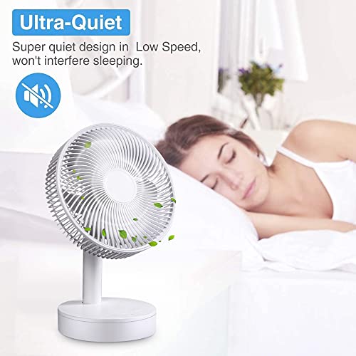 Ifolky 8-Inch Oscillating Table Fan, Rechargeable Desk Fan Air Circulator With 4-Speed & Timer, 90° Tilting Head, 360°Rotation Fan Portable Personal Fan For Bedroom Office Home Outdoor Camping #TOP3