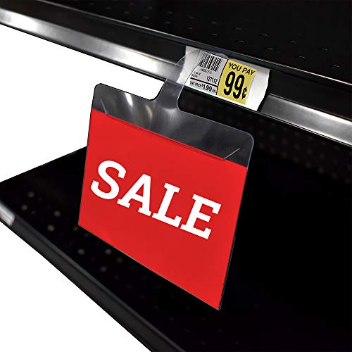 Gondola Shelf Channel Wobbler Sign Holder for 3.5\" H x 5\" W Signs & 3\" W x 1.25\" Price Tags, 100 Pack