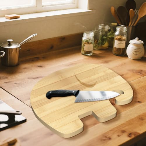 WEBEEDY Tabla de Cortar de Madera de Bambú en Forma de Elefante, 30x25.3 cm, Para Cocina y Decoración miniatura 6