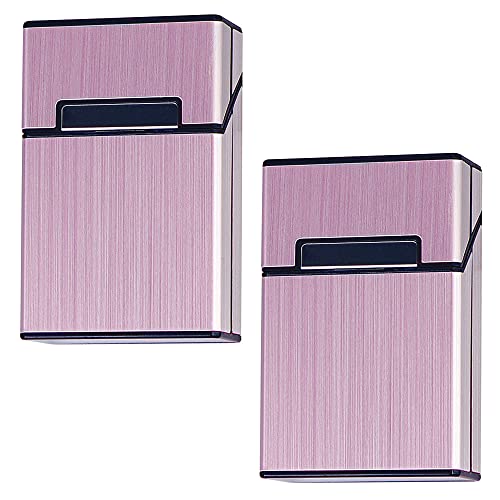 Lot de 20 étuis à cigarettes en aluminium pour cigarettes - Étui à cigarettes à rabat pour homme et femme - Rose rouge Cover