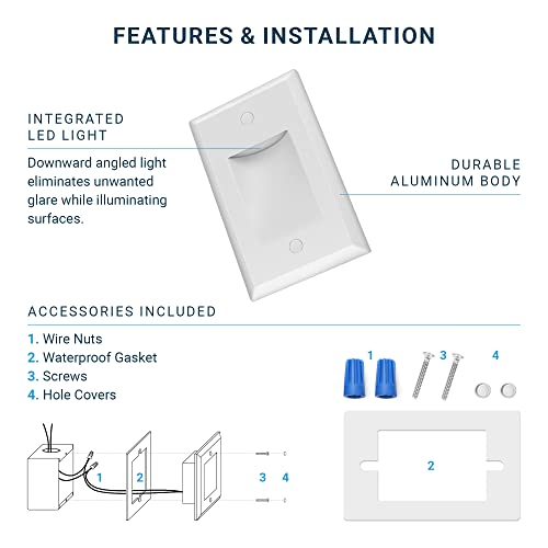 Parmida (6 Pack) 120V Dimmable Led Step Lights Indoor & Outdoor, 3 Color Selectable 3000K/4000K/5000K, Aluminum Stair Deck Lighting, 2.5W, 130Lm, Ip65, Etl-Listed, Vertical Design - White Finish #TOP3