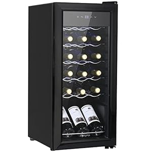 display4top Wine Fridge, Wine Cooler,Wine refrigerator,Digital Touch Screen Controls,black (18 Bottles)