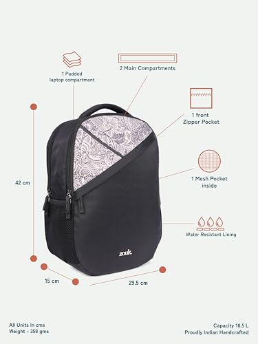 Image of ZOUK Taaran Backpack - Large 2 Compartment Backpack, 18.5L with Spacious Interiors Bags For School, Office, College, Gift For Men & Women