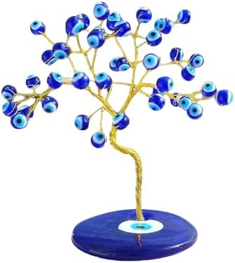Hijet Evil Eye Tree,Good Luck Prosperity, Evil Eye Plate Tree for Protection Gift Showpiece for Home Table Office Decor 6.5x5 inch