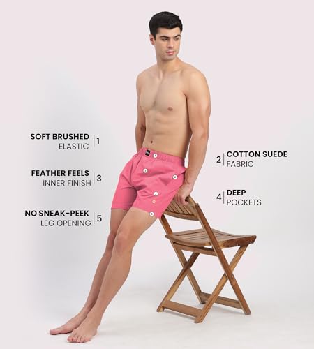 Image of Freecultr Cotton Boxer Shorts for Men Dual Pockets Moisture Wicking Microfibre | Regular Fit | Breathable & Comfortable Half Short Pants Ultrasoft Waistband