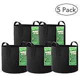 MoMA 5-Pack 7 Gallon Fabric Grow Bags - Plant Grow Bags - Nursery Garden Grow Pots - Black Fabric Pots - Heavy Duty Non-Woven and Durable Aeration Fabric Containers with Strap Handles