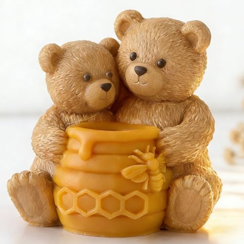 Honeycomb Bear Cylinder Candle & Resin Mold - Resin Casting Silicone Molds for Home Decor & Candle Making Wave Spiral Mold