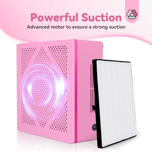 SAVILAND Nail Dust Collector Quiet, Low Noise Dust Collector Nail Tech with Reusable Filter, Compact Fan Dust Collector Nail Dust Brush Manicure Pedicure Tool for Acrylic Nail Polishing,Salon & Home