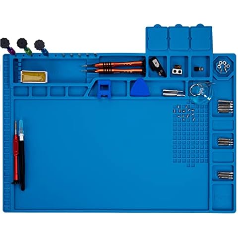 Premium Heat Resistant 932°F Blue Magnetic Repair Work Mat Large Silicone Soldering Mat for Soldering, Electronics, Computer Cellphone Repair, BGA Soldering Gun Iron Workbench Protection Cover