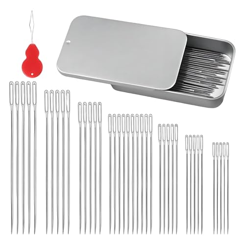 Big Eye Steel Sewing Needles Kit, 2026 Upgraded Stainless Steel