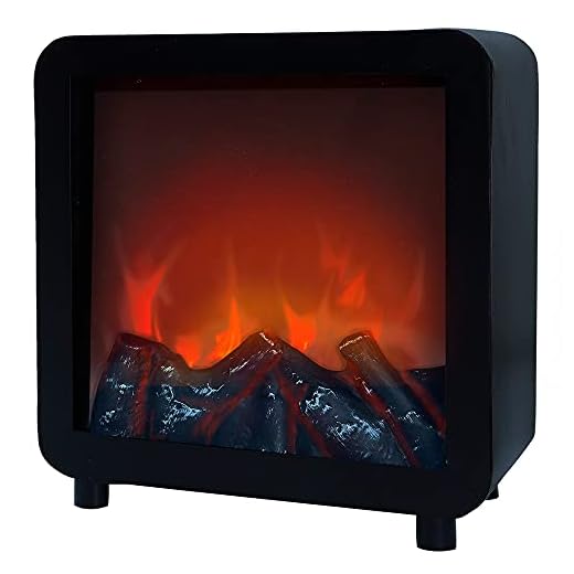 Aktive 35977 - Chimenea LED decorativa, efecto llamas, interior de troncos, 23x14,5x24,3 cm, Chimenea pilas, funciona con 2 pilas L/CR14 (no incluidas), Chimenea cuadrada , Ambients