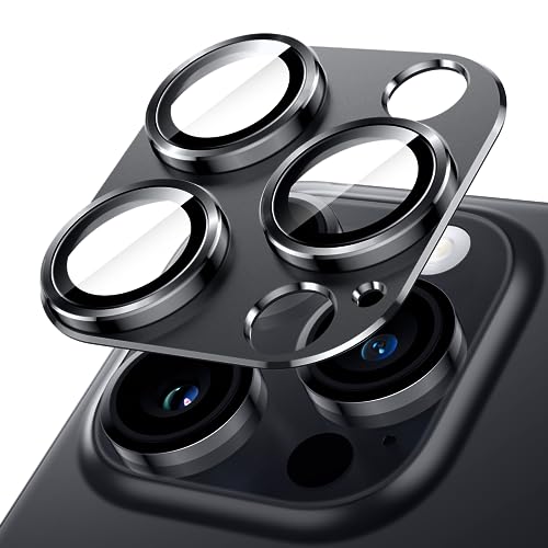 Image of JETech Camera Lens Protector for iPhone 14 Pro 6.1-Inch and iPhone 14 Pro Max 6.7-Inch, Full Coverage 9H Tempered Glass Ring Cover, Matte Metal Plate, Case Friendly, 1-Pack (Space Black)