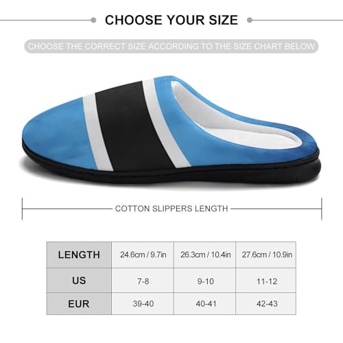 Botswana Flag Women's Cotton Slippers Indoor Outdoor Slip-on Warm House Shoes with Anti-Skid Rubber Sole2