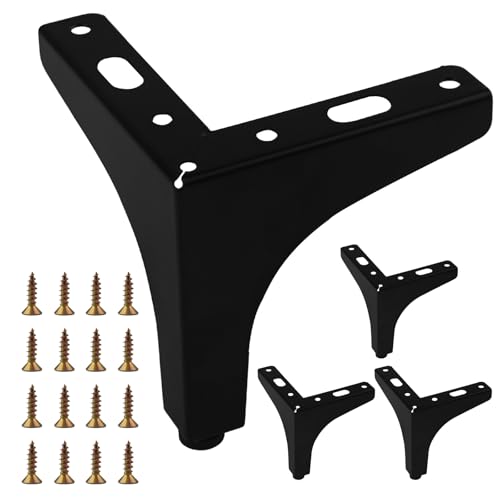 SJUNJIE 4 Piezas Patas Mueble 10cm Triangulares Patas Sofa Perforadas Soportes Pés para Moveis Negro Pata Mesa para Muebles de Mesa Gabinete Sofá Armario Mueble de TV Cajones