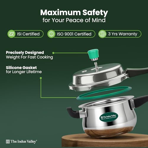 Image of The Indus Valley Stainless Steel Outer Lid Handi Pressure Cooker - Outer Lid | Induction Friendly | ISI-Certified, 100% Toxin-Free, Naturally Non-Stick, 3 Y Warranty (5.5 Liters)