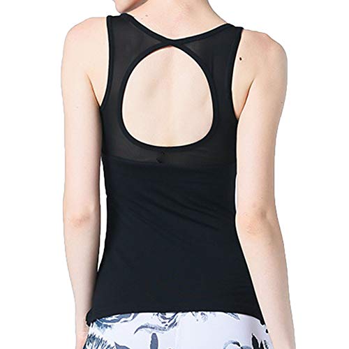 Women's Sports Bra Yoga Tank Tops Sleeveless Fitness Running Shirt Gym Vest Activewear Running Workout Simple Stylish Quick-Drying Comfortable,Black-M
