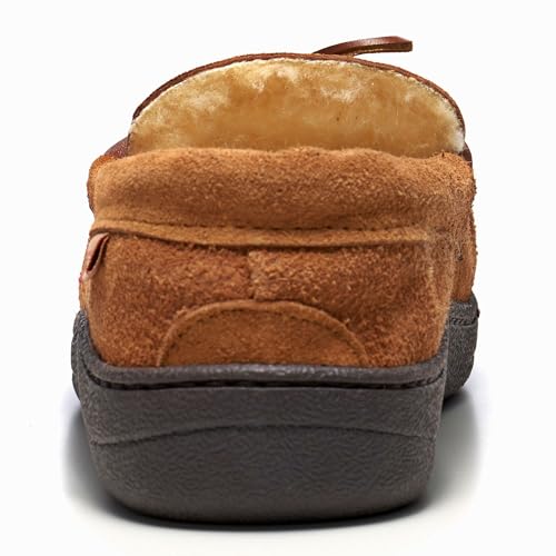 Alpine Swiss Sabine Womens Moccasin Slippers Genuine Suede House Shoe Memory Foam Insole Plush Faux Shearling Fur Indoor Outdoor Anti-Slip Rubber Sole4