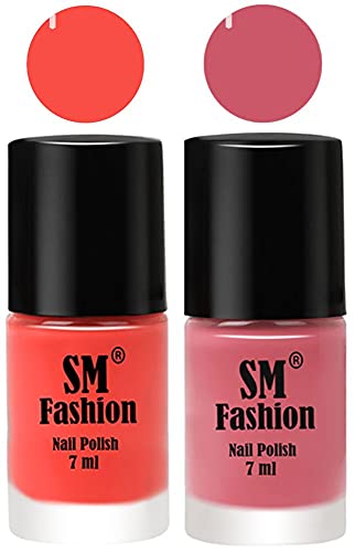 Image of Long Lasting Nail Polish | Nail Paint Combo 7 ml Each) - Set of 2 Coral-Nude Pink