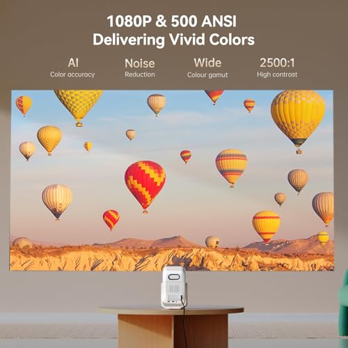 WANBO T2 Ultra Smart Beamer Android TV, Netflix, Live TV, Sprachassistent, CEC, 500ANSI, KI Autofokus Trapezkorrektur, 120° Drehbar, Bluetooth WiFi, Native 1080P Kurzdistanz Heimkino Mini Projektor – Bild 4