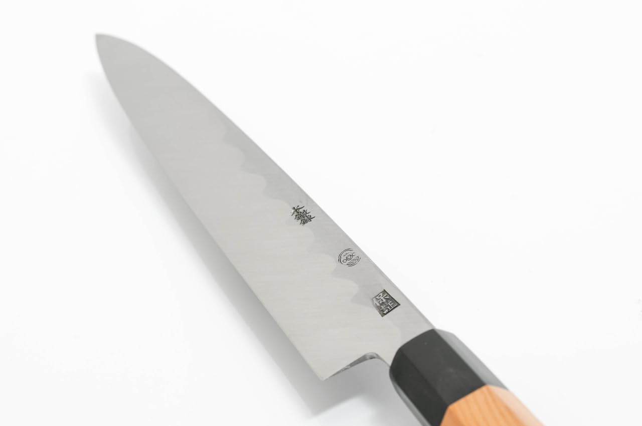 堺一文字光秀柳刃包丁本鍛錬青波打刃渡り29cm波紋出てます。