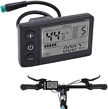24V 36V 48V Electric Bicycle LCD Display, S866 Waterproof Electric LCD Display Control Panel Power Speed Meter for 22.2mm Electric Bike Handlebar E Bike Scooter Parts