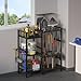Keomaisyto Garden Tool Organizer With Basket - 3 Tier Yard Storage Rack for Garage Organization, Heavy Duty Holder With 35 Long-Handled Slots for Shed, Yard, Garage