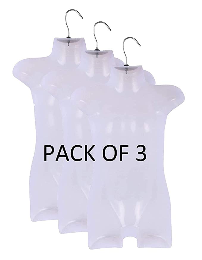 Arah Premium Non-Breakable Plastic Transparent Half Kids Mannequin Display Dummy Hanging Hanger for Clothe Shirt, T-Shirt, Pants, (6-12 Age of Kids) (3)