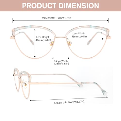 Image of Zeelool Cat Eye Blue Light Blocking Glasses Metal Frame for Women ZJGX672183-05B Flower