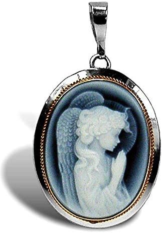 DiVinci Guardian Angel Blue Agate Cameo in a Sterling Silver Frame