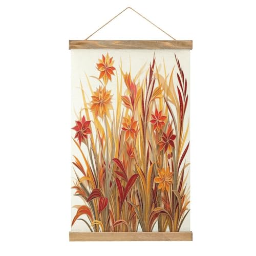 Pintura de pergamino FekiLoot con diseño botánico fácil de colgar