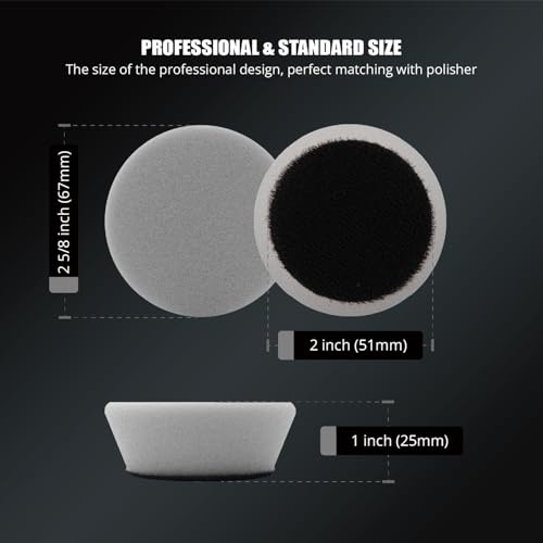 Image of SPTA PRO Gray Mini Ultra-Fine Finishing Foam Polishing Pads, 5Pcs 2inch /50mm Sponge Polishing Buffing Pads, Car Foam Detail Polishing Pad Kit for Car Detail Polishing, Small Area Polishing -FF203-5