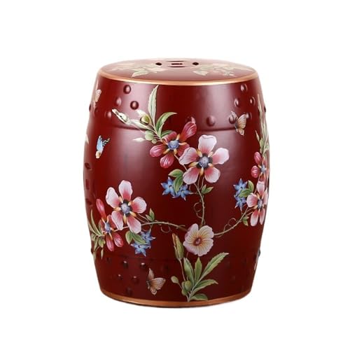 Taburete pequeño retro de cerámica esmaltada estilo tambor 2