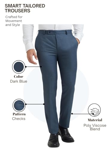 Image of Raymond Men's Slim Fit Mid Rise Polyester Blend Flat Front Formal Trouser