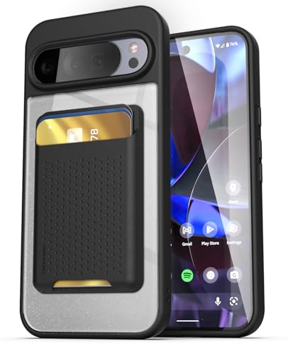 ENCASED Pixel 10 / Pixel 10 Pro �P�[�X �蒠�^ �J�[�h���[�t�� PixelSnap�Ή� �ϏՌ� �X�}�z�P�[�X �N���A�u���b�N