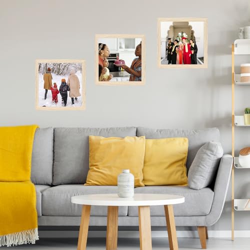 Image of JCJMY 6x6 Picture Frame Natural for Wall Hanging or Tabletop, Wall Mounting Horizontally or Vertically, 6 x 6 Square Wall Gallery Poster Photo Frame with Shatter Resistant Plexiglass, Natural