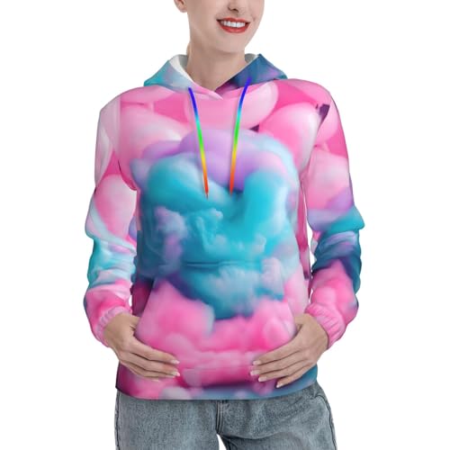 Sweat à capuche coton rose femme ajustable et chaud avec poche frontale