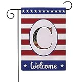 Patriotic Decorative Flag Initial Letter Garden Flags with Monogram C Double Sided American...
